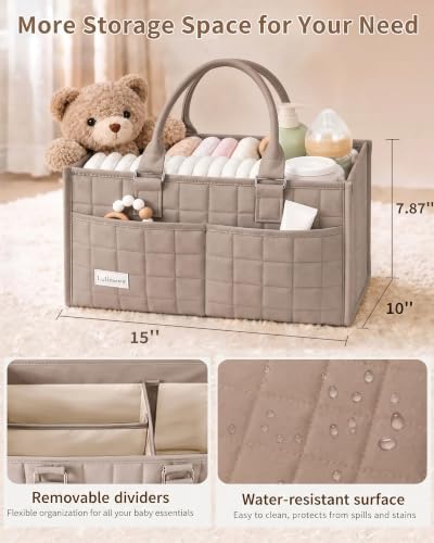 Baby Diaper Caddy Organizer, Portable Nursery Storage Basket - Image 3