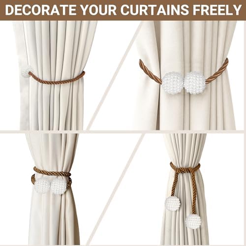 Hion Magnetic Curtain Tiebacks Dark Brown 2pcs, Curtain Holdbacks Hooks - Image 5
