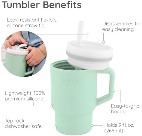 Infantino My 1st Tumbler 9 Oz Silicone Sippy Cup, Cool Mint - Image 5