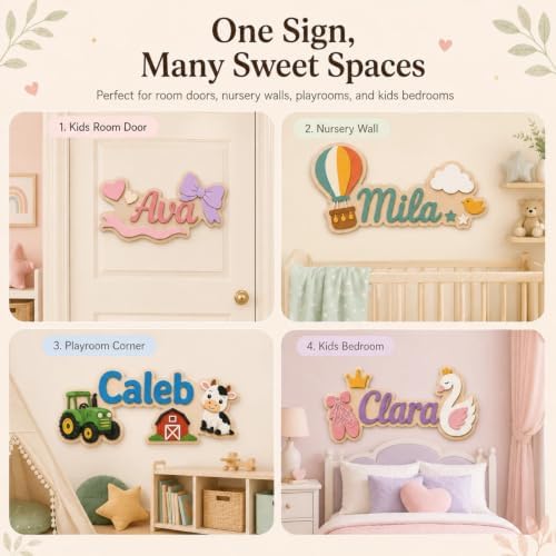 Custom Wooden Name Sign for Baby Nursery, Kids Room Door & Wall Decor - Image 5