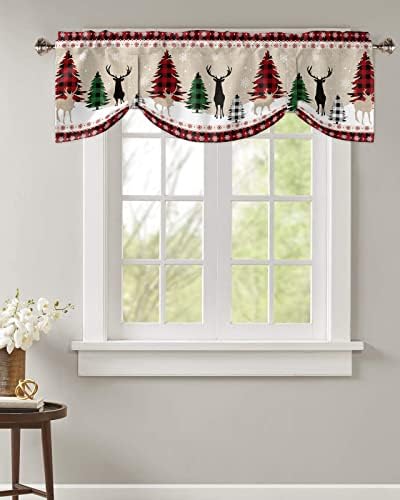 Farmhouse Christmas Blackout Tie Up Valance Curtains - Image 4