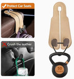 CoBak Extra Wide Car Seat Back Hooks, Premium Stitched Leather Headrest Hangers - Image 5
