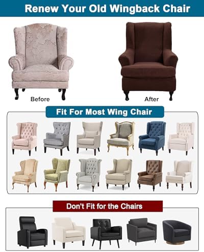 CRFATOP Wingback Chair Covers Wing Armchair Slipcovers - Image 4