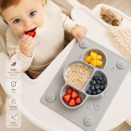 ROCCED Suction Plates for Baby Placemat Spoon Fork Set for Toddlers, Silicone - Image 2