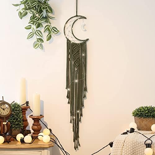 Olive Macrame Moon Dream Catcher by ANROYE