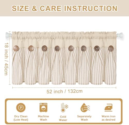 ASPMIZ Farmhouse Valances for Windows, 52x18 Inches, 1 Panel - Image 6
