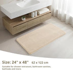 Polyester Bathroom Rug 24"x48" Beige, Non-Slip Soft Shaggy Bath Mat - Image 2