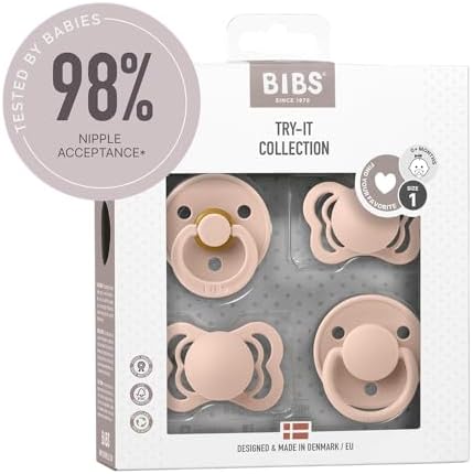 BIBS Try-It Collection | 4-Pack Soothers | BPA-Free Round, Anatomical & by BIBS