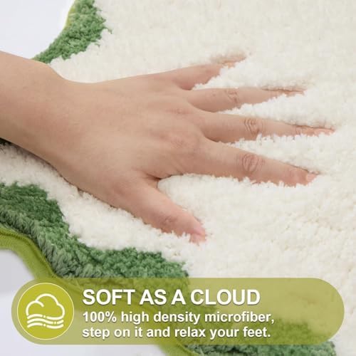 ORTIGIA Scalloped Green Bath Mat Non Slip Washable - Image 4