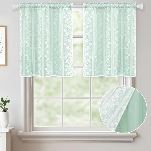 ASPMIZ Linen Kitchen Curtains Double Layer Kitchen Window Curtains 24 Inch - Image 3