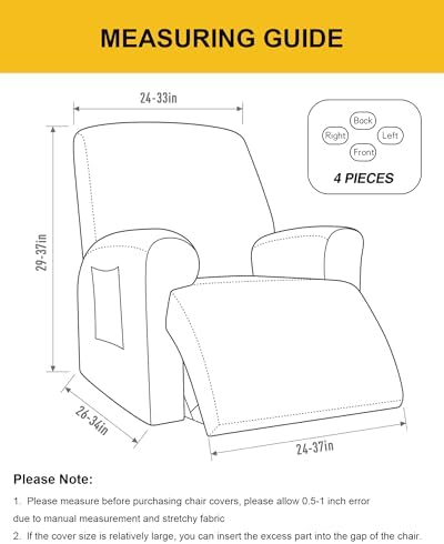 NILUOH Stretch Recliner Covers 4 Piece, Non-Slip Lazy Boy Chair Covers - Image 2