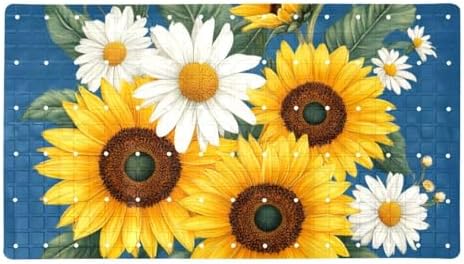 Shower Mat Non Slip 26.8 x 15.1 Inches, Daisy Sunflowers Bathtub Mat Shower by Anna+Cowper