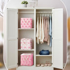 6 Pack Pink Bow Fabric Storage Bins 13 Inch Foldable Cube Storage Baskets - Image 5
