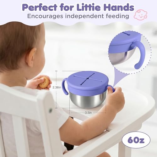 Snack Cups, 2 Pack Stainless Steel Toddler Snack Containers, Spill-Proof - Image 4