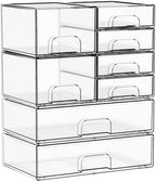 Yieach 8 Pack Clear Stackable Storage Drawers, Acrylic Drawer Organizer by Yieach
