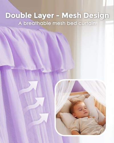 Bed Canopy with Star Lights, Double Layer Canopy - Image 2