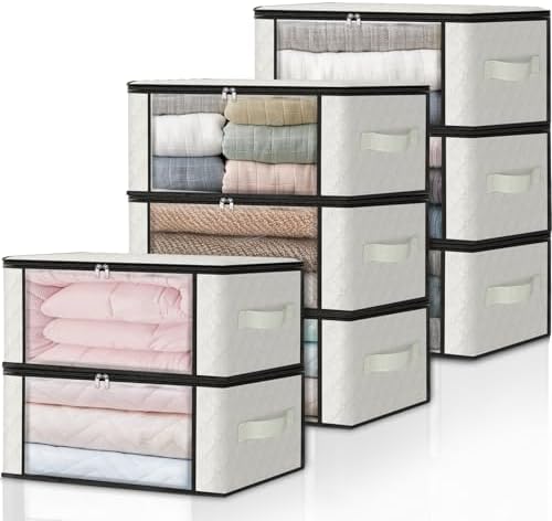 HomeHacks 8-Pack Clothes Organizer Storage Bags, 35L Storage Bins by HomeHacks