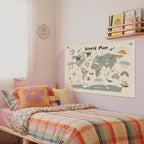 Wheatwin World Maps for Wall, Kids World Map Banner, Cute Animal World Map - Image 6