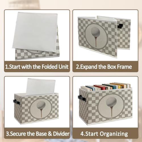 Vintage Brown Checkered Golf Ball Foldable Storage Box - Image 5