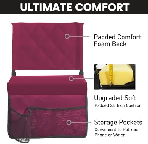 Sheenive Stadium Seats with Back Support, Padded Bleacher Seat Cushion - Image 5