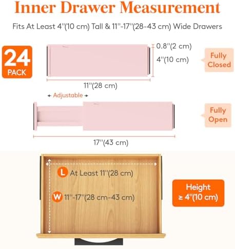 Lifewit 4" High Upgrade Drawer Divider, Adjustable Drawer Organizer Clothes - Image 2