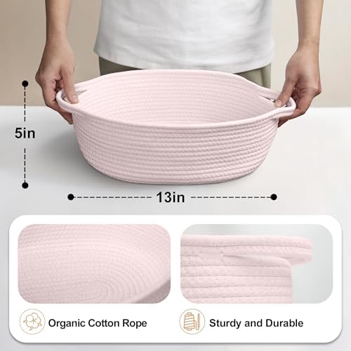 MEGASKET Pink Small Woven Basket, 13” x 9” x 5” Baskets - Image 2