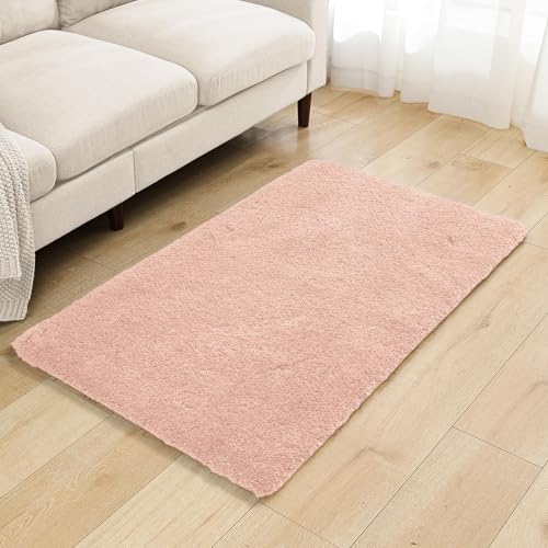 Polyester Bathroom Rug 30"x50" Dusty Pink, Large Soft Bath Mat by Kildoss