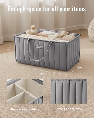 Blissful Diary Baby Diaper Caddy Organizer, Nursery Storage, Light Gray - Image 3