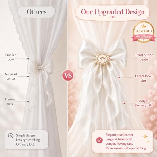2 Pack French Silky Bow Curtain Tiebacks - Image 5