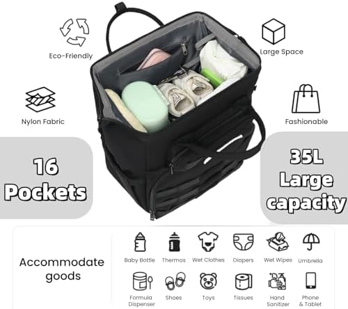 ROSEGIN Diaper Bag Backpack for Dad and Men, Large Travel Baby Bag - Image 4