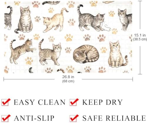 Bathtub Mat Non Slip 26.8x15.1In, Cats Paws Bath Mat - Image 4