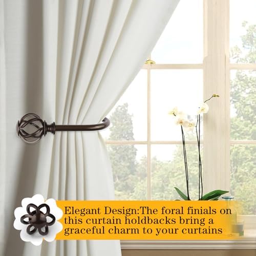 USFOOK Bronze Curtain Holdbacks, Decorative Drapery Tiebacks, 2 Pack/1 Pair - Image 3