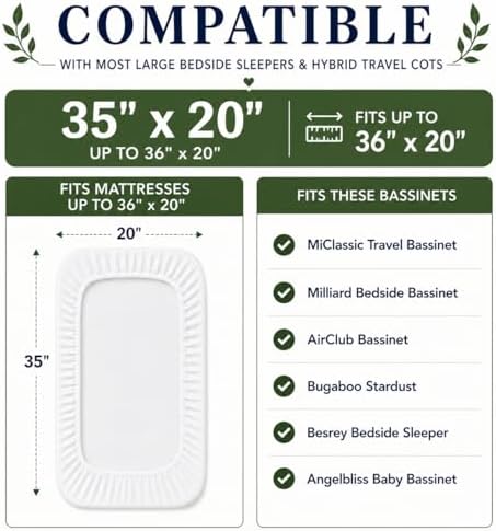 GOTS Organic Large Bedside Bassinet Sheets 35x20 - Image 5
