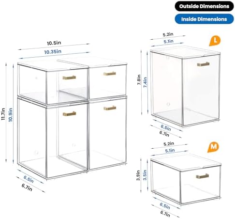 LALOBLUE Stackable Clear Acrylic Drawer Baby Bottle Makeup Organizer 4PC - Image 3
