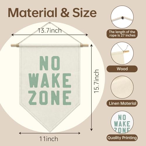 No Wake Zone Sign Wall Decor, Surfer Girl Boy Teen Pennant Hanger Banner - Image 5