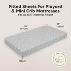 2pk Mini Crib Sheets Fitted 38x26 Pack N Play Mattress Sheet - Image 3
