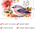 Shower Mat Non Slip 26.8 x 15.1 Inches, Watercolor Bird Florals Bathtub Mat - Image 4
