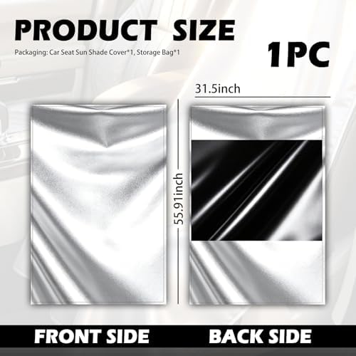 Car Seat Sun Shade Cover, Titanium Silver Front Seat Covers - Image 2