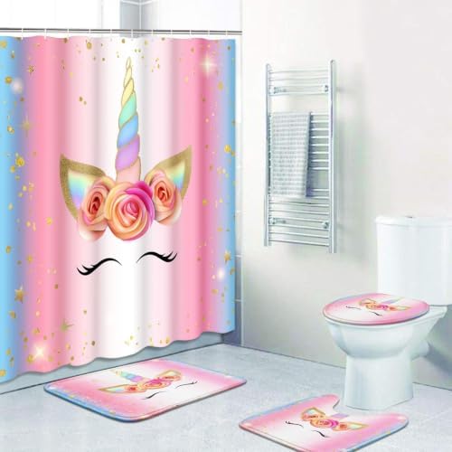 Britimes Bathroom Sets with Shower Curtain and Rugs by Britimes