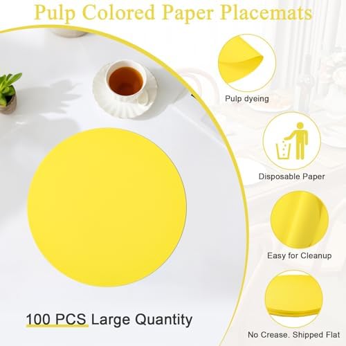 SHACOS 100 pcs Round Paper Placemats Disposable 13 inch Colored Paper - Image 4