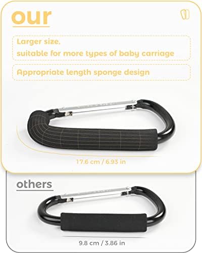 Stroller Hooks, 6.3" Large Stroller Clip, 2 Pack Stroller Hooks - Image 3