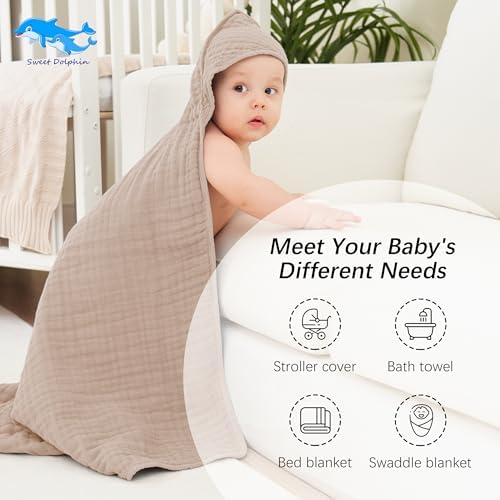 SWEET DOLPHIN Muslin Hooded Baby Bath Towels - Image 5