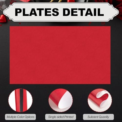 Fullhawl 60 Pcs Red and Black Paper Placemats, Disposable Rectangular Table - Image 2