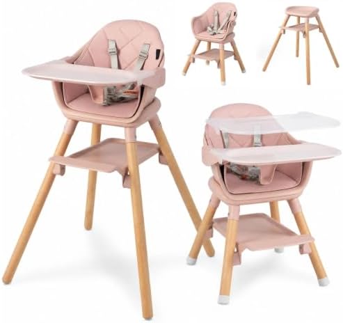 HONEY JOY Baby High Chair, 6 In 1 Convertible Wooden Highchair by HONEYJOY