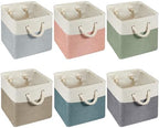 6 Pack 11x11 Inch Cube Storage Bins Fabric Square Cube Baskets by Geiserailie