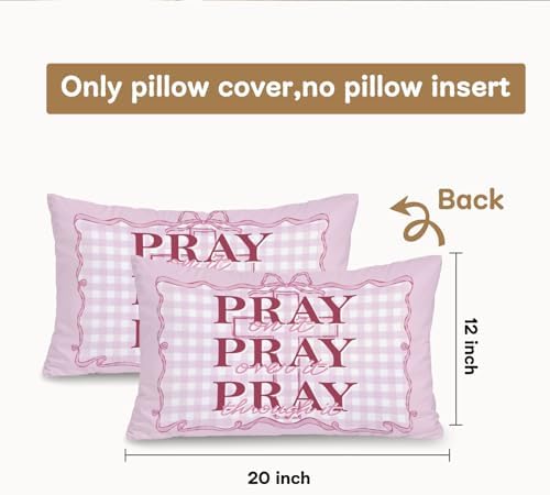 Coquette Pink Bow Christian 12x20 Pillow Cover, Preppy Girly Bible Prayer - Image 3
