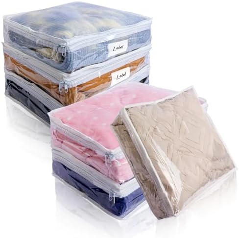 Clear Zippered Plastic Clothes Storage Bags, 6 Pack by Heonay
