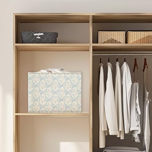 Coquette Blue Bow Floral Storage Basket Bins - Image 5