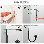 Hion Curtain Holdbacks Black 6pcs, Curtain Tiebacks Wall Mounted Hooks - Image 7