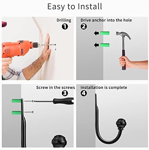 Hion Curtain Holdbacks Black 6pcs, Curtain Tiebacks Wall Mounted Hooks - Image 7